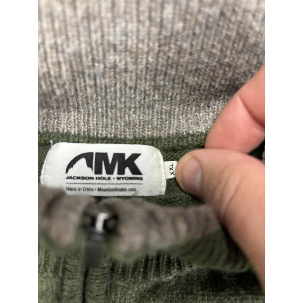 Mountain Khakis Sweater Mens‎ 2XL Green Merino Wool 1/4 Zip Mock Neck Pullover